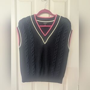 Talbots Navy Blue Cable Knit Sweater Vest